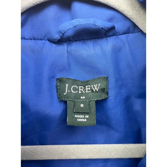J Crew down filled full zip jacket Womens size Small gold zippers Blue Quilted - Picture 3 of 7